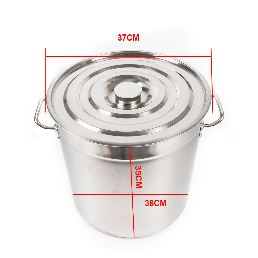 Multipurpose 35L Stainless Steel Cooking Pot with Lid & Handle