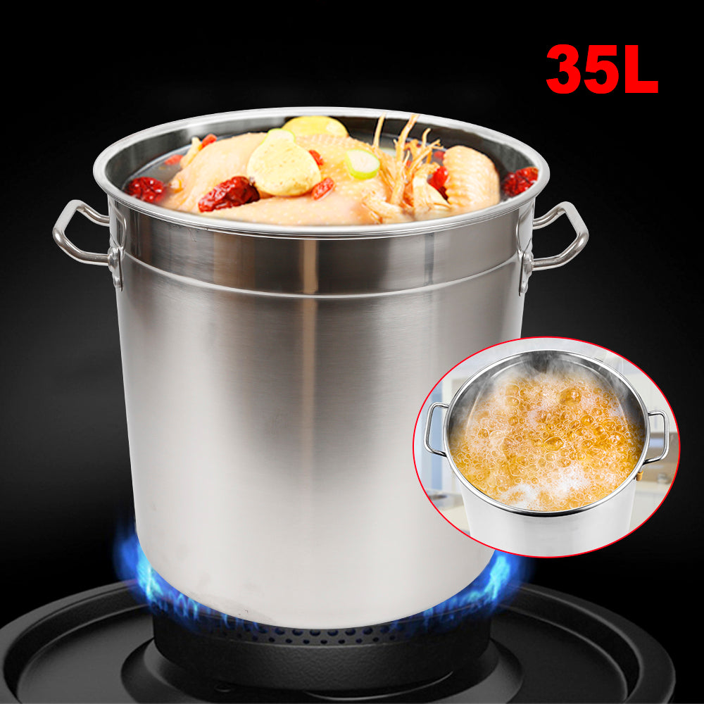 Multipurpose 35L Stainless Steel Cooking Pot with Lid & Handle
