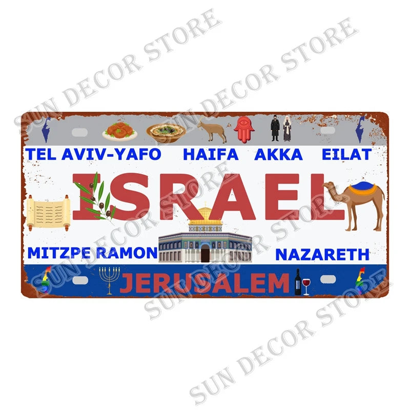 Country City Car License Plate - Metal Sign for Bar Decor