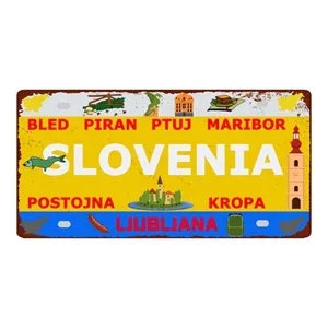 Country City Car License Plate - Metal Sign for Bar Decor