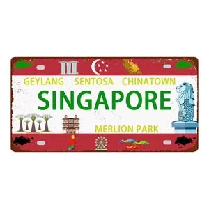 Country City Car License Plate - Metal Sign for Bar Decor